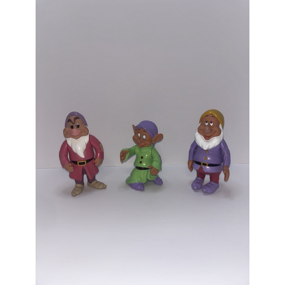 3 Lot Vintage Snow White and the Seven Dwarfs Vinyl‎ Toy Doll Figure Disney 6"
